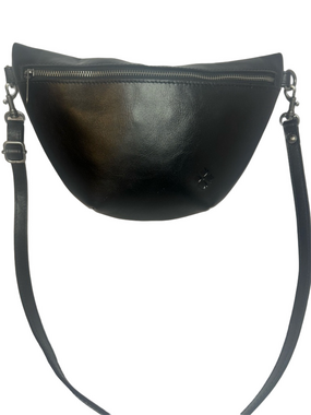 #270 Patricia Nash Heritage Tinchi Black Leather Crossbody Bag Belt Bag